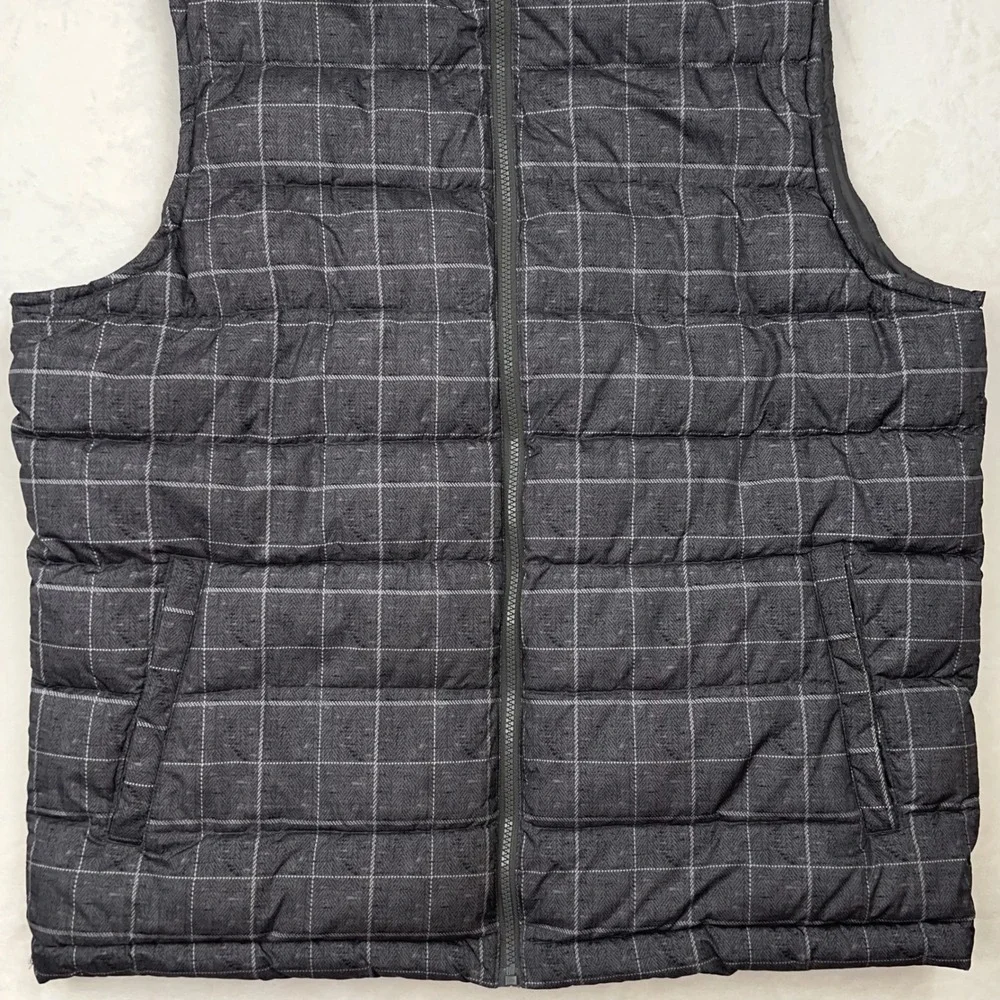GAP Puffer Vest Full Zip Men's XL Quilted Lined‎ Sleeveless Outerwear Gray Grid